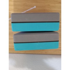 Heathyoga Set of 2 Yoga Blocks Teal Grey High Density EVA Foam Fitness Support