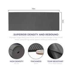 Voyage 5mm Studio Yoga Mats, 6 Pack, 72x24in Charcoal