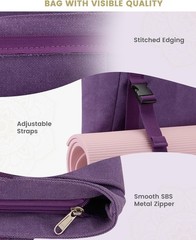Yoga Mat Bag Tote with Pockets Canvas Gym Bag for Women Men Large