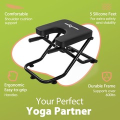 BODY RHYTHM FoldableYoga Headstand Bench, Yoga Inversion Chair, Headstand Tra…