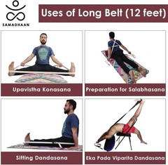 Yoga Strap with Durable Brass Buckle Adjustable Cotton Belt for Daily Stretching