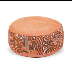 Round Zafu Meditation Pillow Orange Boho Yoga Cushion for Comfort and Support