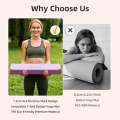 7-Fold Design Extra Thick Yoga Mat 72″L x 24″W x 0.47″,TPE Fitness Exercise M…