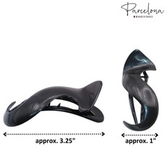Parcelona French Crochet 3 ¼” Black Celluloid Non Slip Side Slide In