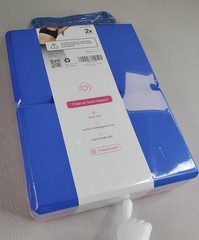 Tolbi 2 Yoga Blocks w Stretch Strap 9 x 6 x 3in Pink Blue Dense EVA Foam Sealed