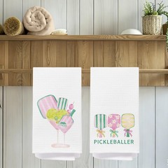 Pickleball Lovers Players Gifts Kitchen Towels 16×24 Inch, Preppy Pink and Gr…