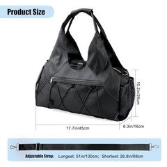 Gym Bag For Women With Yoga Mat Holder & Shoe Compartment & Wet Dry Black