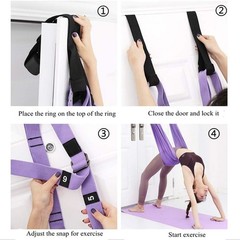 Waist Back Leg Stretch Strap for Yoga and Dance 67 Inch Purple Fabric Trainer