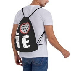 Love Volleyball Unisex Drawstring Backpack Bag Sport Gym Travel Swim Sackpack