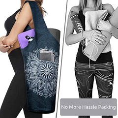 Yoga Mat Bag – Long Tote with Pockets – Holds More Yoga 37″x15.5″ Mandala Black