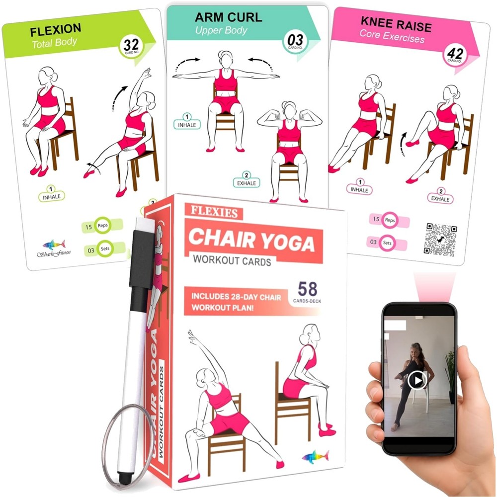 Easy-to-Follow Waterproof Seated Exercise Cards – Ideal for Beginners & Seniors