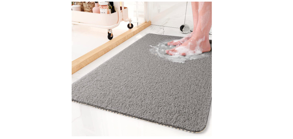 Non-Slip Bathtub Soft Mat Shower Bath Tub PVC Loofah Bathroom Grey 17 x 30 Inch