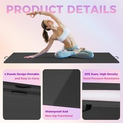 Gymnastics Folding Mat 6x2ft 4-Fold Thick Exercise Mat with Handles for Martial