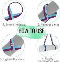 TECEUM Yoga Mat Strap – Adjustable Mat Holder Sling – 64 IN, Mixed Blueberry