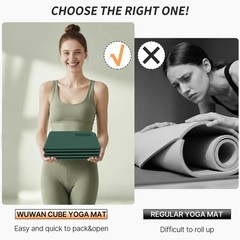 Foldable Yoga Mat 75″ x 31″, 6mm Thick TPE Grip Exercise Mat for Home, Travel…