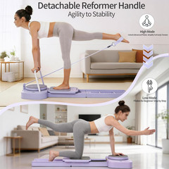 Pilates Reformer Board with 3 Adjustable Resistance, 60” Foldable & Portable Pi