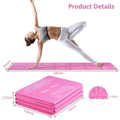 Foldable Yoga Mat for Women, Non Slip Exercise Mat for Home Gym, 5mm Travel Y…