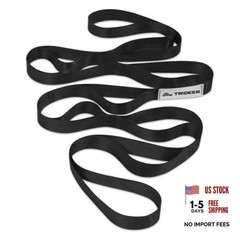 Non-Elastic Stretching Strap with Loops for Physical Therapy & Rehab, Black