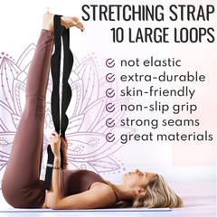 TECEUM Stretching Strap with 10 Loops for Physical Therapy & Rehab | Non-Elastic