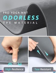Extra Wide Non-Slip Yoga Mat 72″x32″x7mm TPE for Home Workout & Pilates