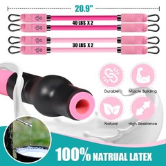 Ayombo Pilates Bar Kit with Resistance Bands, At Home Workout Equipment, Pink