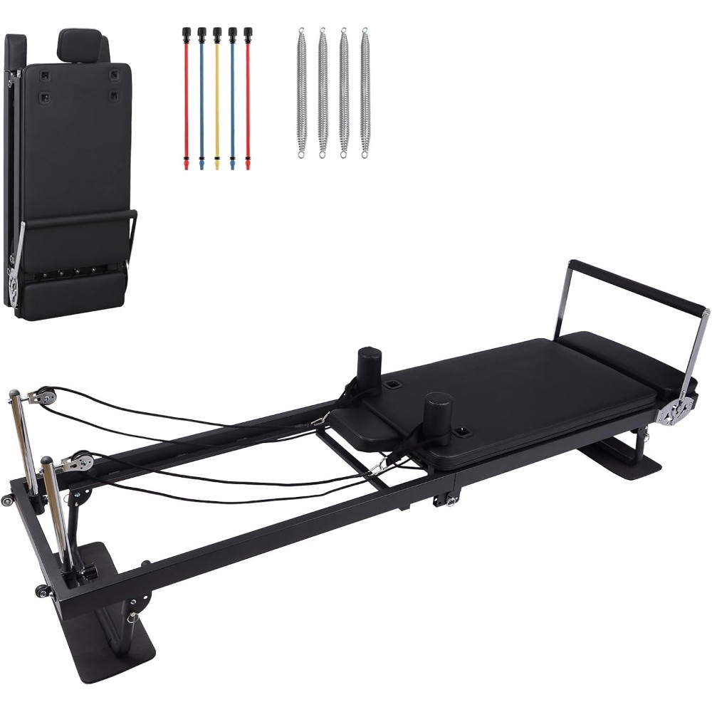 Foldable Pro Pilates Reformer Machine W/ Dual Springs & Extra-Long Frame for Gym