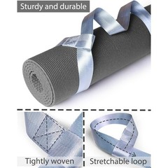 Adjustable Yoga Mat Strap with Carabiner Clip Sky Blue Carrier for Exercise Mats