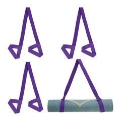 4Pcs Yoga Mat Strap Adjustable Yoga Mat Carrier Straps Sling, Dark Purple