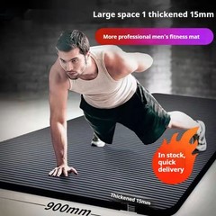 NBR Yoga Mat 10mm Thick Fitness Exercise Mat 61x183cm Black