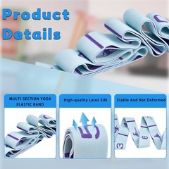 2PCS Elastic Yoga Stretching Strap with 12 Loops Stretch Pink, Blue