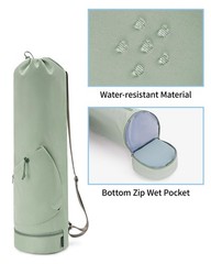 Yoga Mat Bag, Water Bottle Pocket, Bottom Wet Pocket, Carrier, Storage, Gym