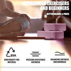 2 Pcs Yoga Blocks, 9″x6″x3″ Foam Blocks Yoga Props for Pilates Stretching and
