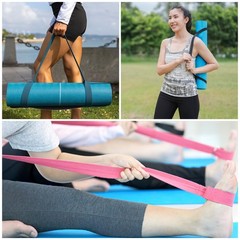 4Pcs Yoga Mat Strap Carrier Adjustable, Pink/Fuchsia/Lime Green/Coral Pink