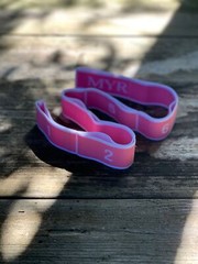 Pink/White Elastic Nylon Yoga Stretch Strap 8 Loops
