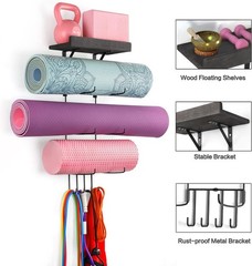 VINAEMO Yoga Mat Holder Accessories Wall Mount Organizer Black (matel)