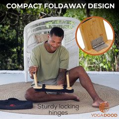 Yoga Dood Meditation Bench – Folding Bamboo Meditation Stool with Velvet Cushion