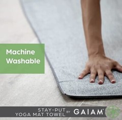 Gaiam Yoga Mat Towel Purple Full Size Microfiber Stay Dry Absorbent 26”x70” NEW