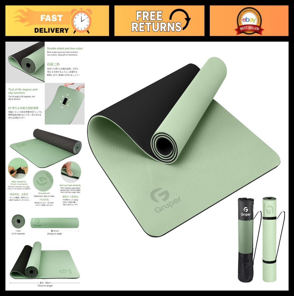 Non-Slip Eco-Friendly Yoga Mat with Carrying Strap – Fitness & Pilates Workout M
