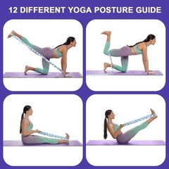 Elastic Yoga Stretching Strap with Loops, Stretch Straps for Physical Therapy…