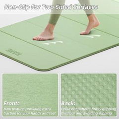 Foldable Yoga Mat,74″Lx32″Wx1/3″Thick,Folding Exercise Mat,Non-slip Wide Green