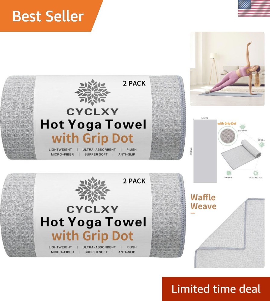 2 Pack Yoga Mat Towels – Anti-Slip Microfiber for Bikram & Pilates