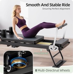 Pilates Reformer, Foldable Reformer Pilates Machine with Dual Resistance