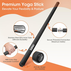 Yoga Stick, Upgraded 5Ft Sturdy Steel Mobility Stick, Adjustable Exercise Equipm