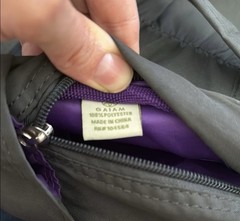 Gaiam Metro Yoga Gym Bag Gray-Purple Bottle Holder Pockets 15x12x7in