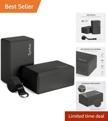 Advanced Yoga Block Set with Soft Grip D-Ring Strap for Maximum Flexibility