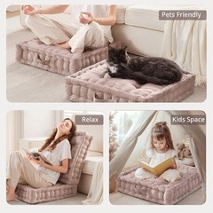 Plush Chenille 24″ Floor Cushion with Handle – Versatile Yoga & Game Support