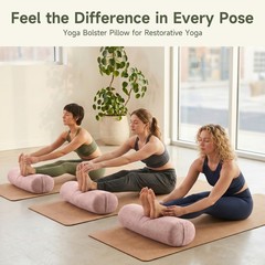Ergonomic Velvet Yoga Bolster Pillow with Zipper Cover & Handle Yoga Meditation
