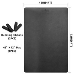 Yoga Large TPE Mat 6’x4’x1/2″ Extra Thick Non-Slip 48Wx72L, Black