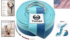 Yoga Strap for Stretching with Adjustable D-Ring – Soft Cotton Blend, 6/8/10 ft