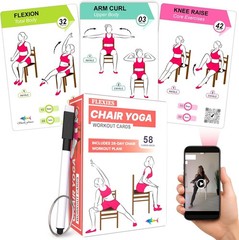 Chair Yoga Workout Cards W/ video Instructions – 58 Seated Exercise Cards